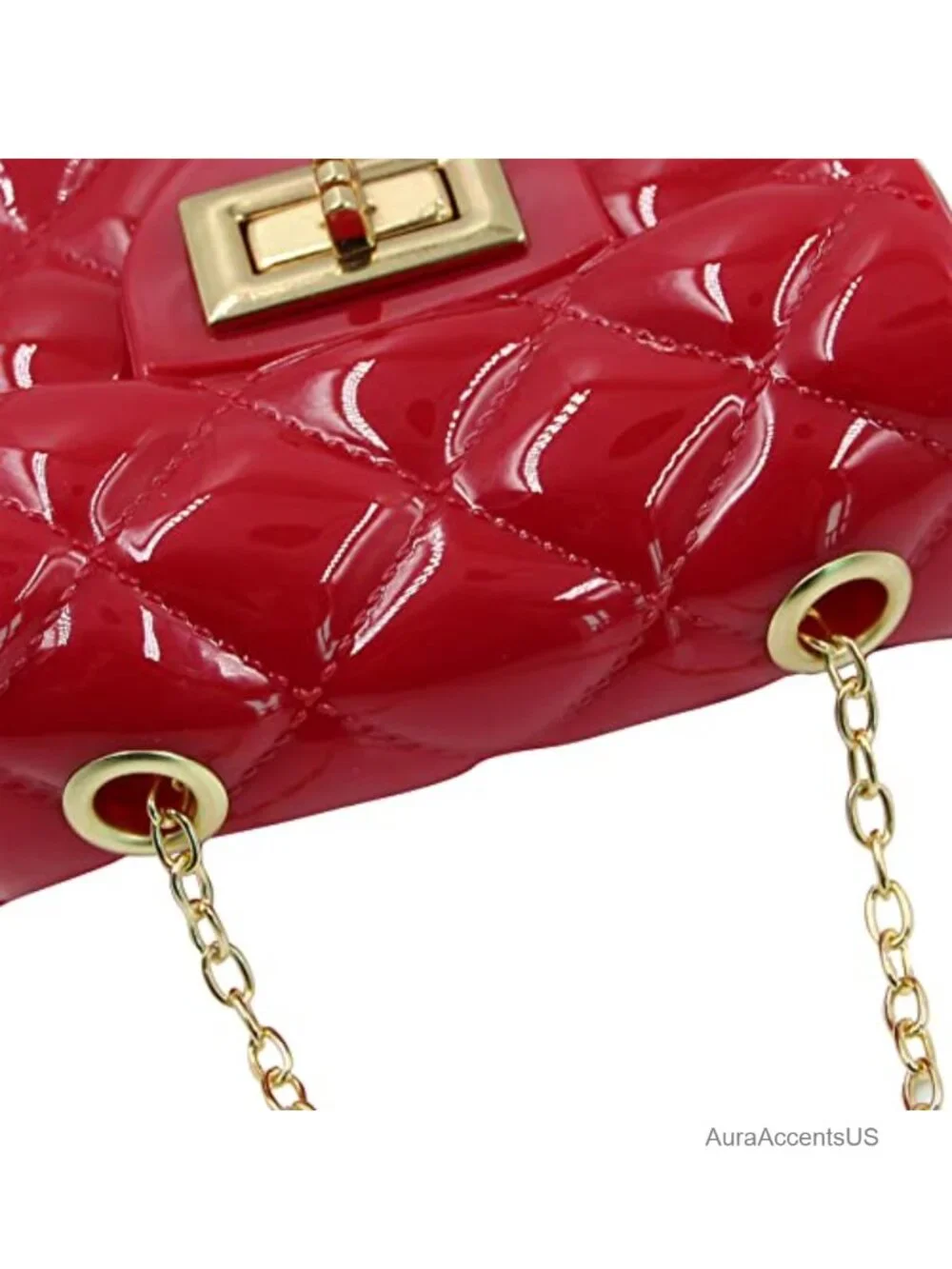 Mini PVC Satchel Crossbody Bag with Chain Strap